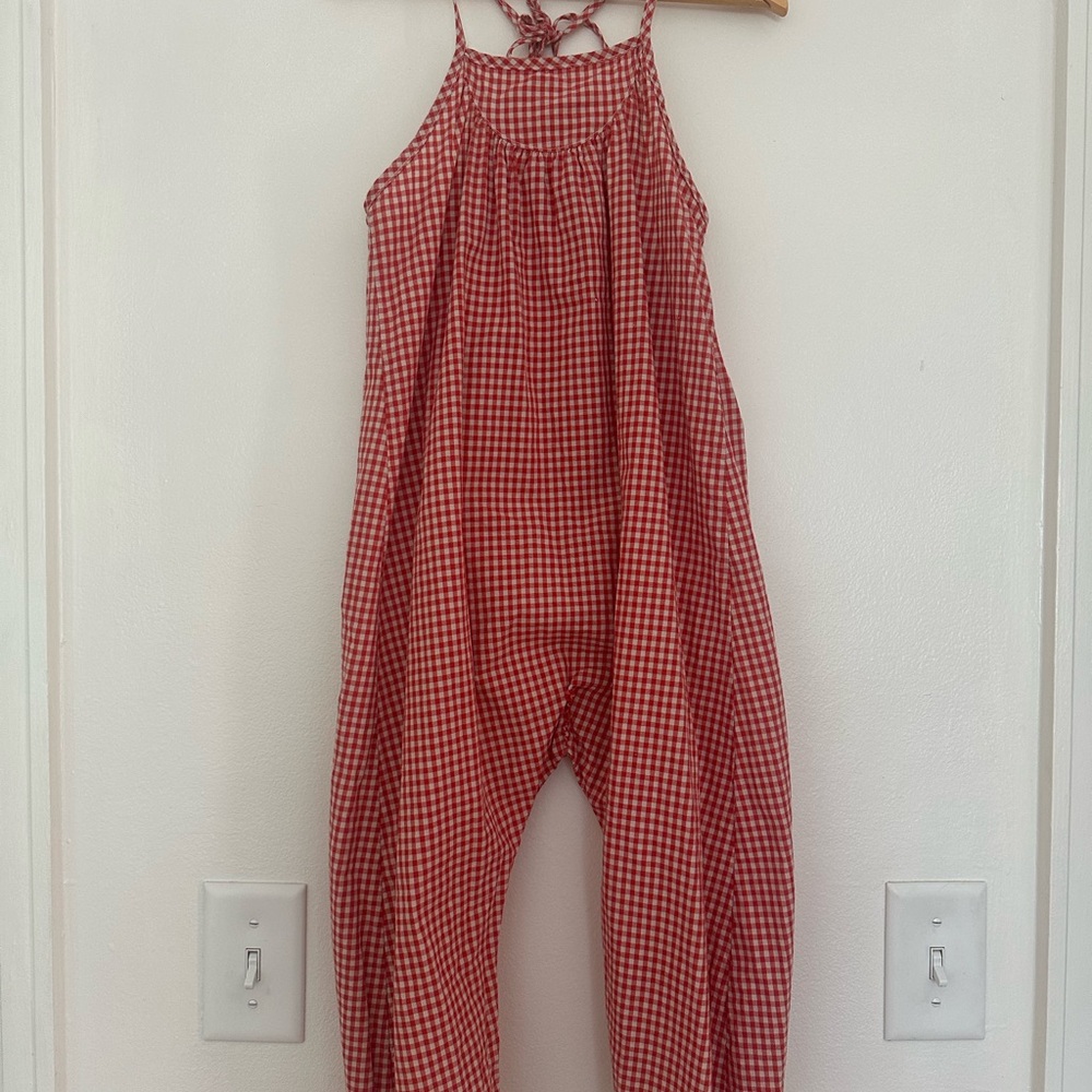 Red Gingham Kids Jumpsuit